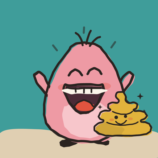 Gus, the Plopstar mascot, holding a golden poo